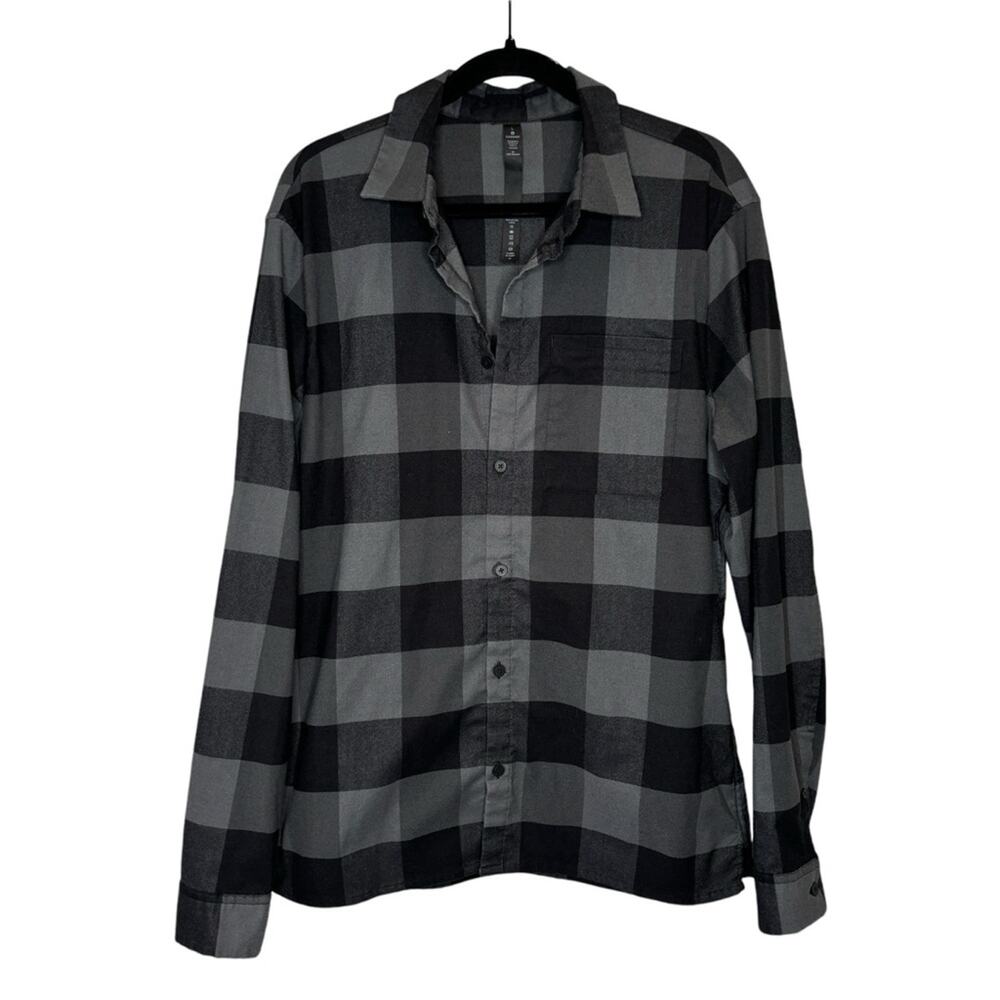 lululemon athletica Black and Gray Plaid Button-Down Shirt